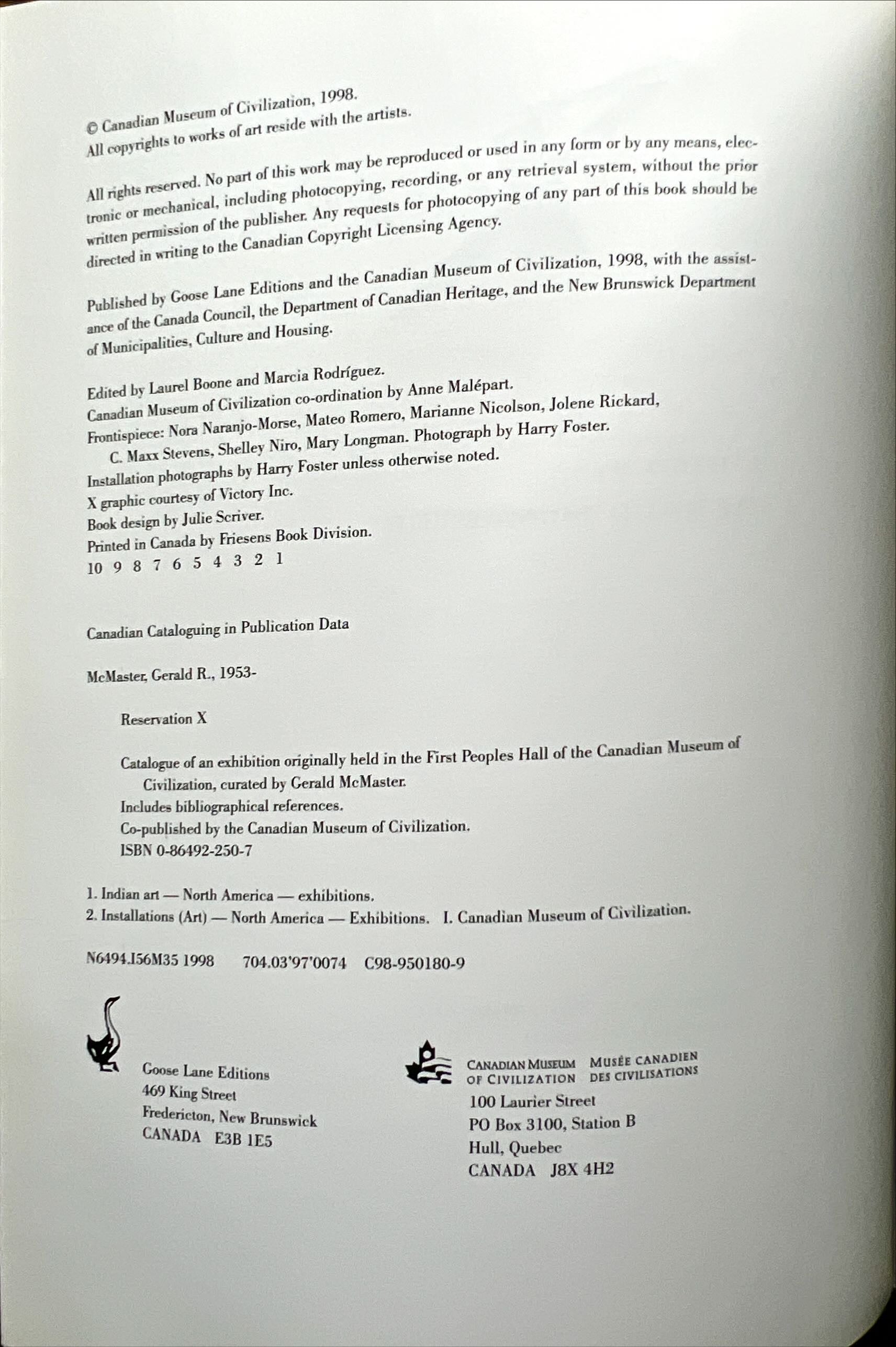 Book, Arts, First Nations, Indigenous, Ed. Gerald McMaster, Reservation X: The Power of Place in Aboriginal Contemporary Art, Inside view