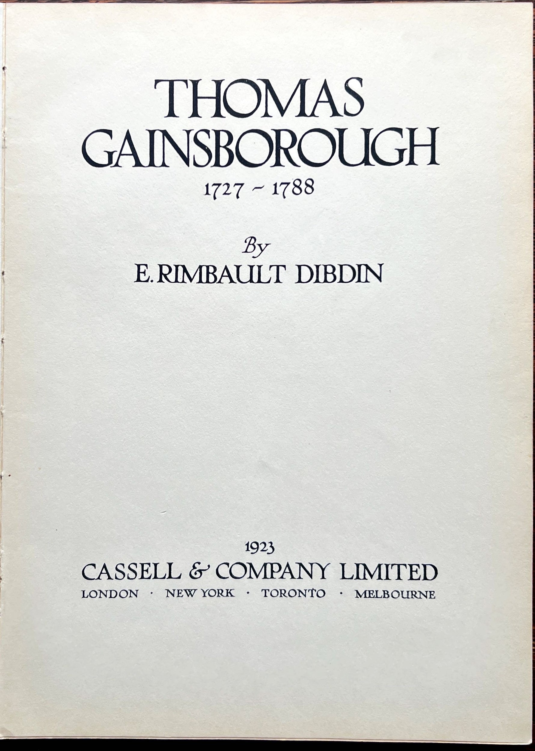 Book, Arts, Artist, E. Rimbault Dibdin, Thomas Gainsborough, 1727-1788: Master Painters of the World, Inside view