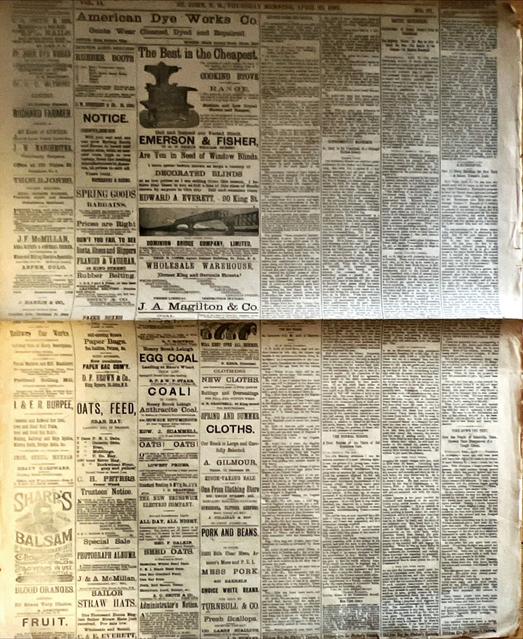Newspaper, News, The Daily Telegraph, The Daily Telegraph, St. John, NB. Thursday Morning, April 23, 1891, Two pages, Front view