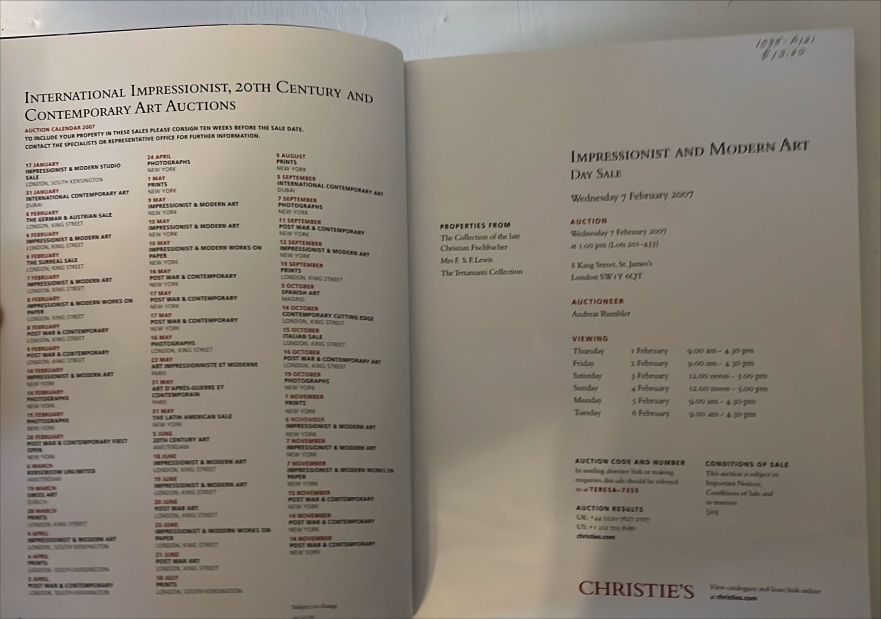 Catalogue/Reference, Modern Art, Arts, Impressionism, Christie's, Christie's London Impressionist and Mosern Art Day Sale, Inside view