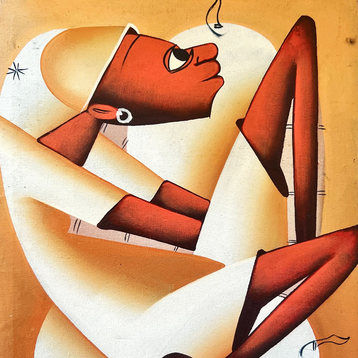 Mixed Media painting, Portrait Unknown Artist, Cover view