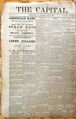 Newspaper, News, The Capital, The Fredericton Capital, Fredericton, N.B., Jun 1, 1889 – Four  Pages, Front view