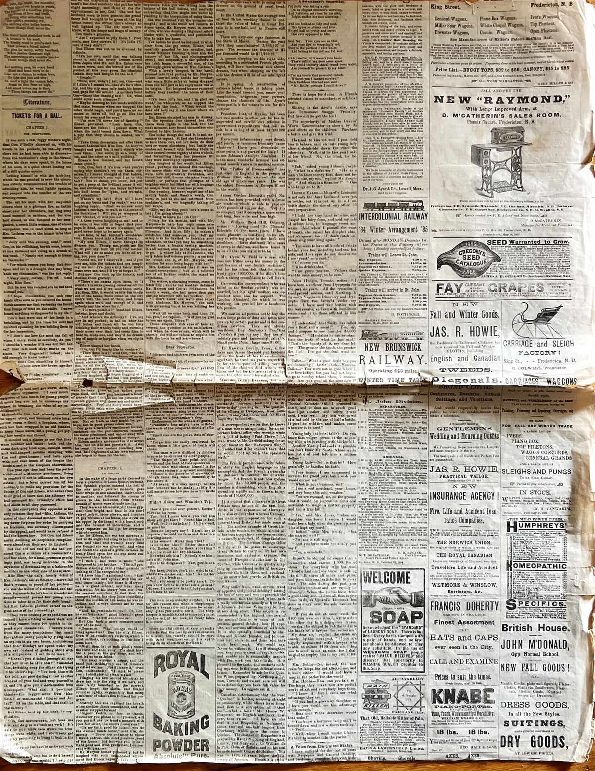 Newspaper, News, Maritime Farmer, Maritime Farmer, Fredericton, NB. Wednesday March 4, 1885, Two Pages, Back view
