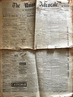 Newspaper, News, The Union Advocate, The Union Advocate, Newcastle NB, Wednesday, July 15, 1891 -Two pages, Front view