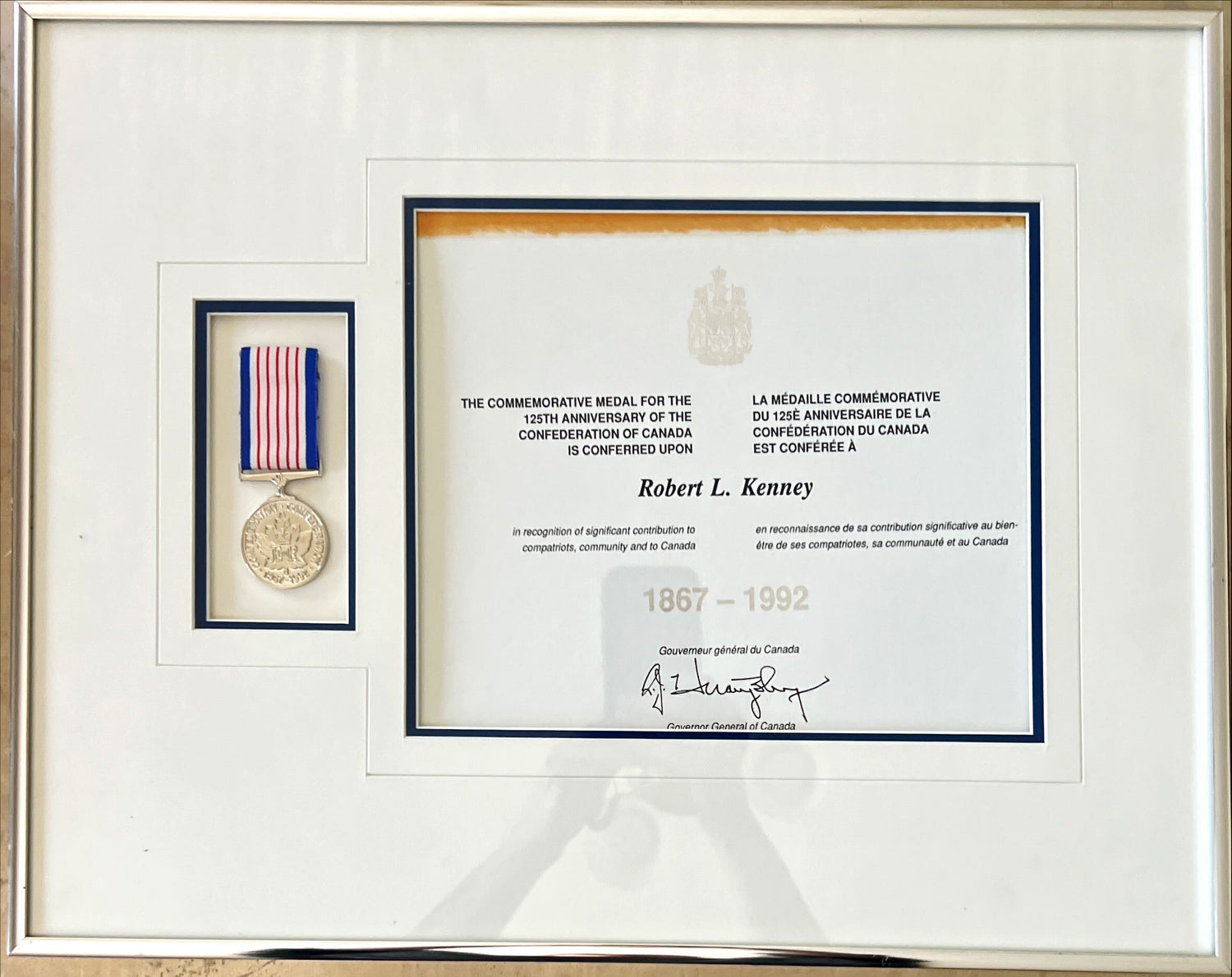 Home,  Medal, Award, The Commemorative Medal for the 125th Anniversary of the Confederation of Canada, Front view
