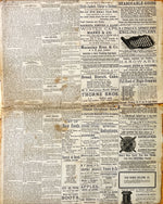 Newspaper, News, The Daily Telegraph, The Daily Telegraph, St. John, NB. Friday, December 7, 1888 – One Page, Back view