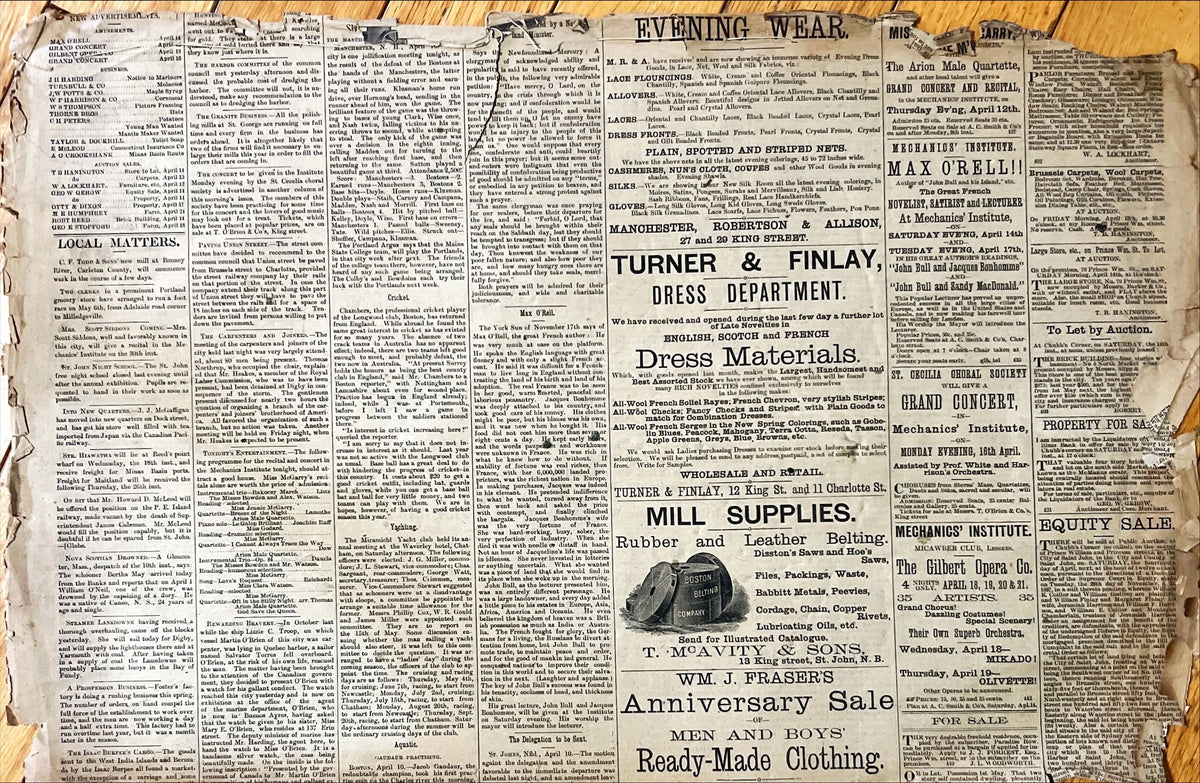 Newspaper, News, , Unknown, Atlantic Canada  – One Page, Folded in Half and Sewn at the Top, Front view