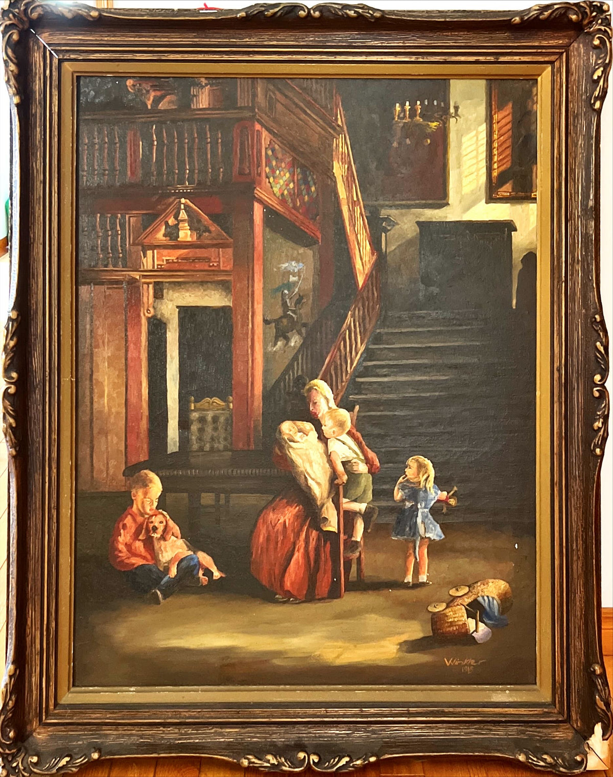 Oil painting, Genre scene Walker, Front view