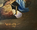 Oil painting, Genre scene Walker, Signature view