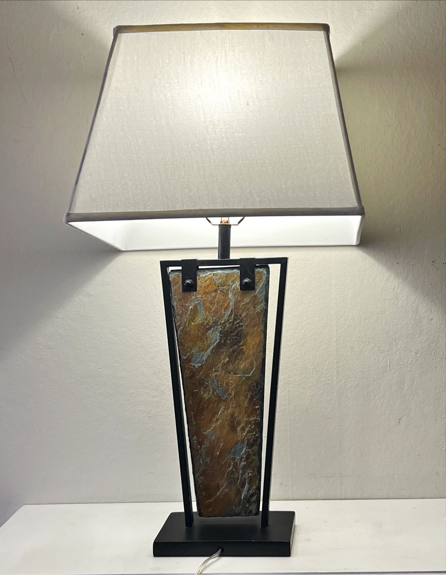 Home, Lamp, Metal Table Lamp with Slate Accent, Front view