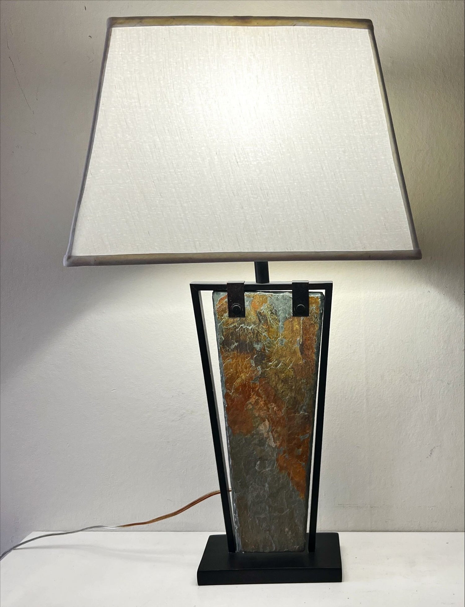 Home, Lamp, Metal Table Lamp with Slate Accent, Front view