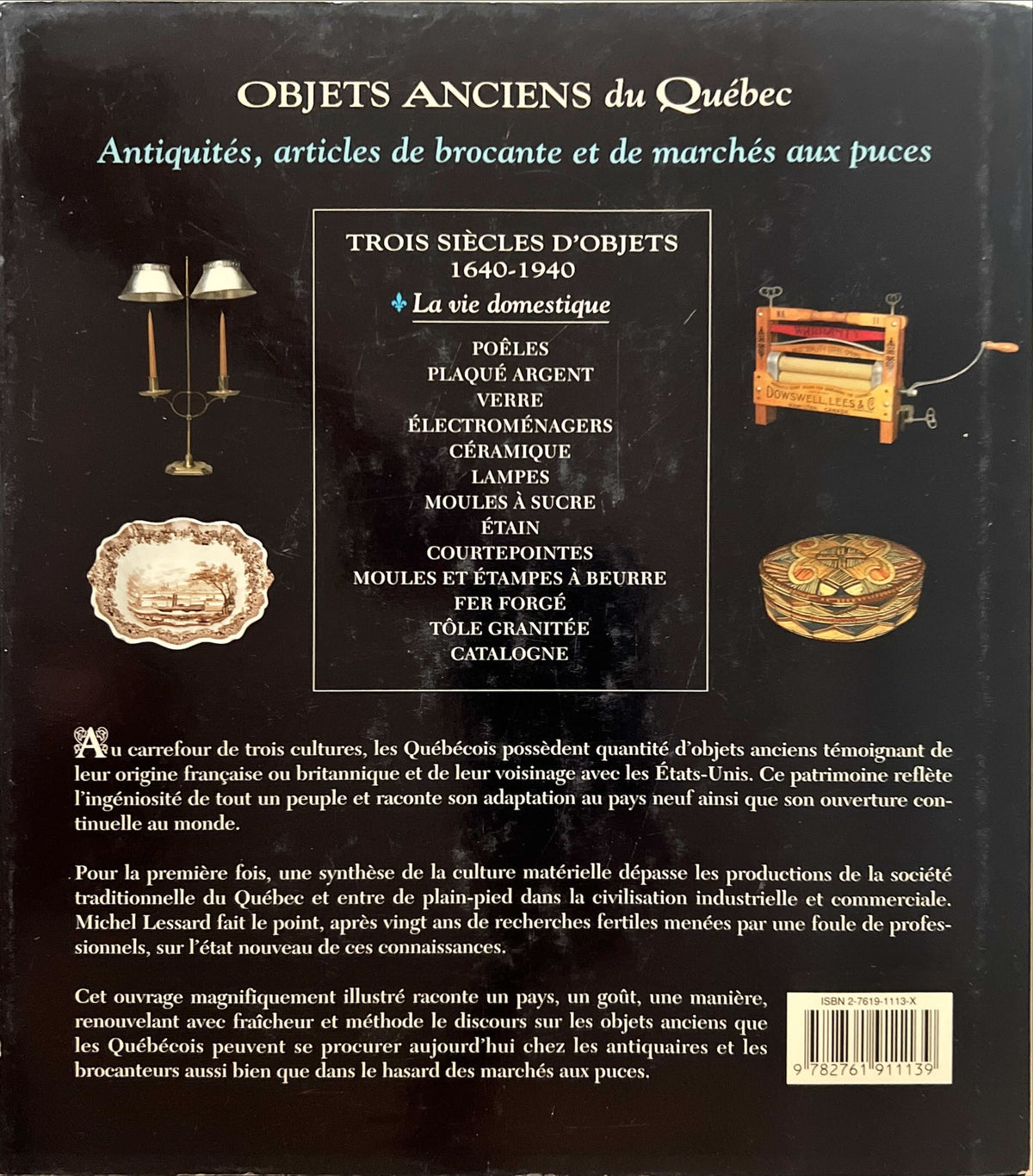 Book, Antique, Collectibles, Michel Lessard, Objets anciens du Quebec: La vie domestique, Back view