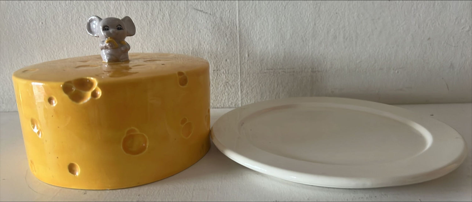 Home, Kitchenware, Ceramic, Ceramic Covered Cheese Dish with Mouse 2 pcs, Karen, Front view