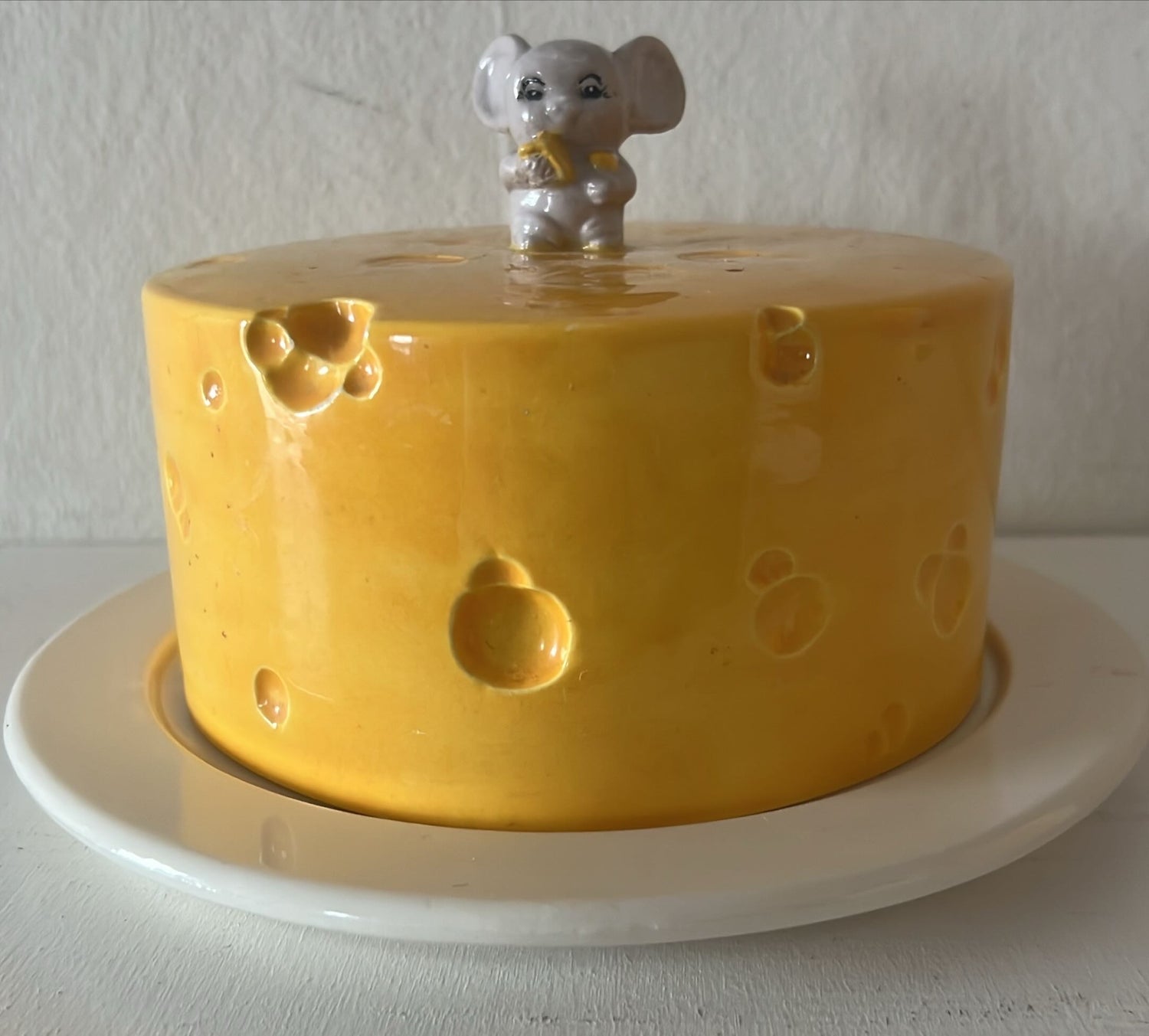 Home, Kitchenware, Ceramic, Ceramic Covered Cheese Dish with Mouse 2 pcs, Karen, Front view