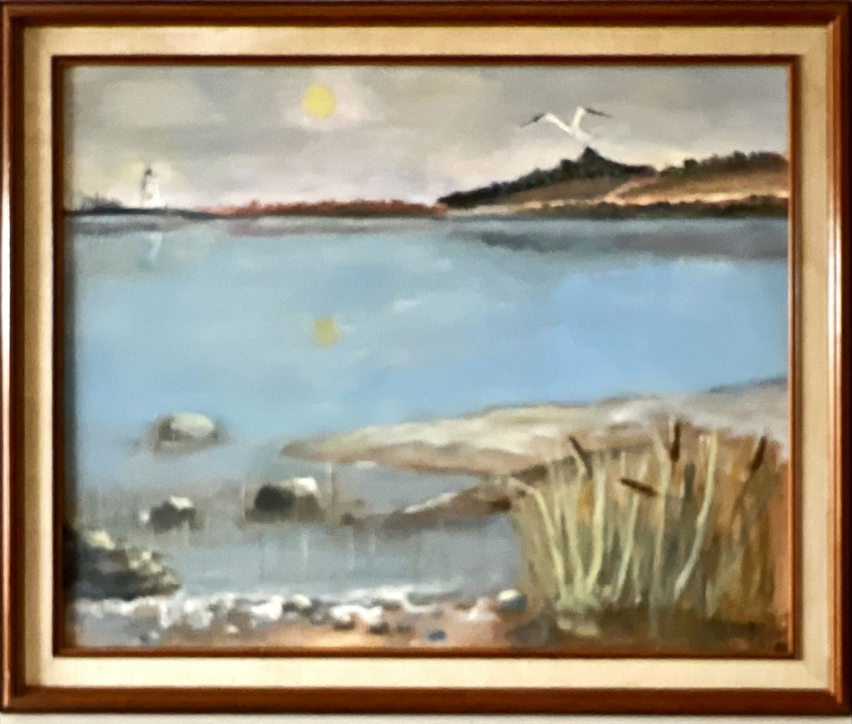 Mixed Media painting, Nautical, Lighthouses Lise Elsiger, Front view