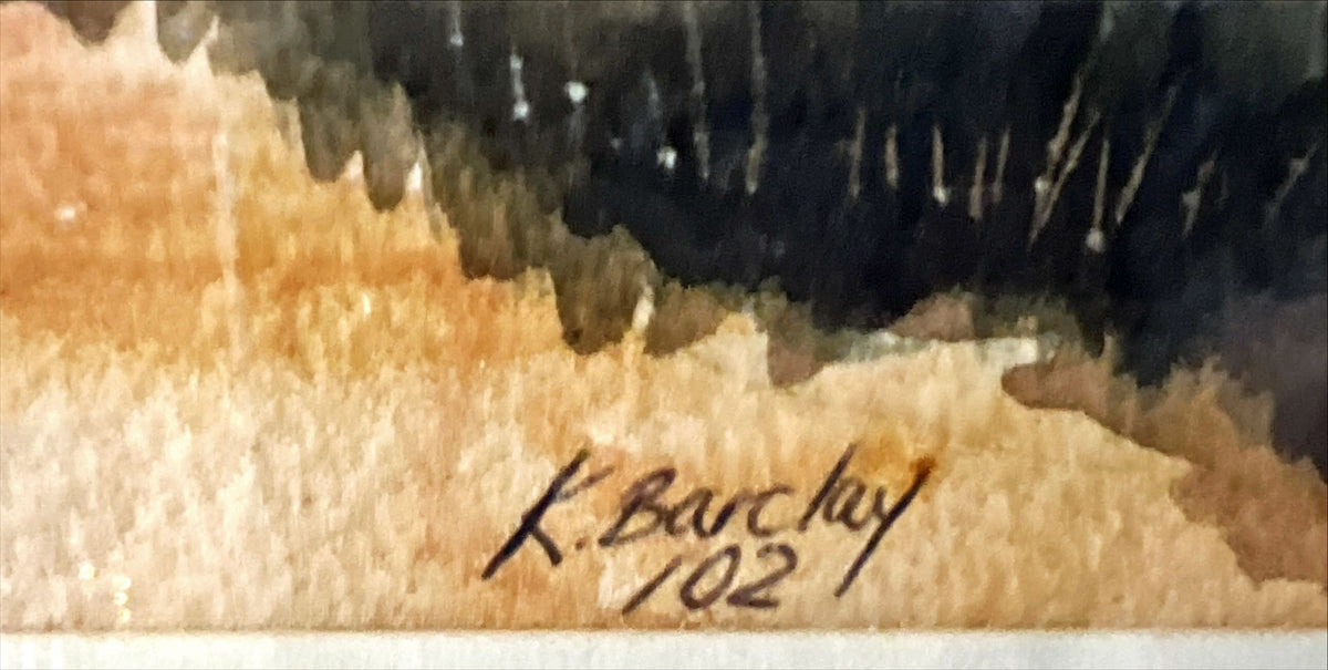 Watercolour painting, Landscape K. Barclay, Signature view