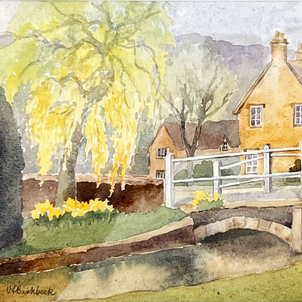 Watercolour painting, Landscape, Cottages V. F. Birkbeck, Cover view