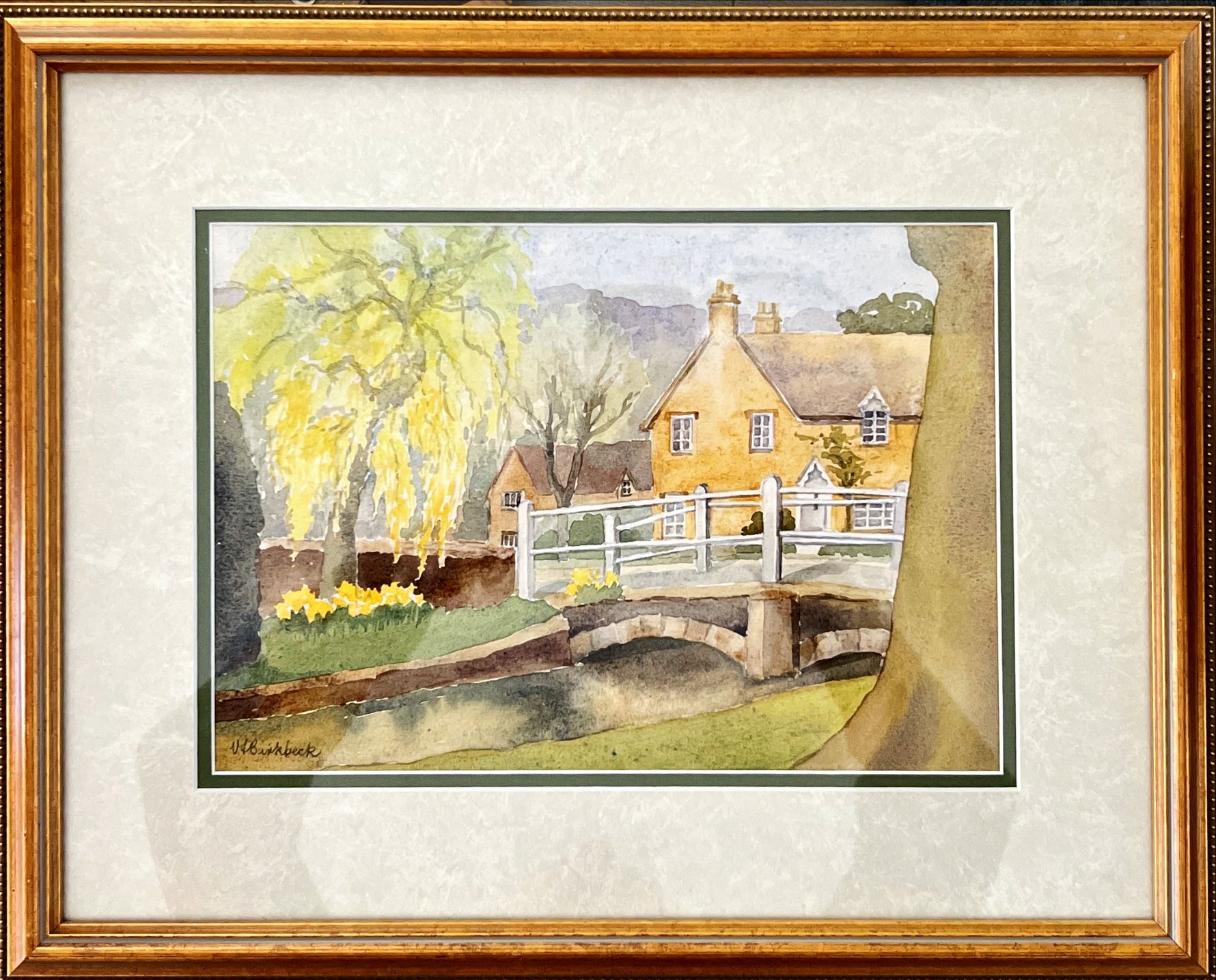 Watercolour painting, Landscape, Cottages V. F. Birkbeck, Front view