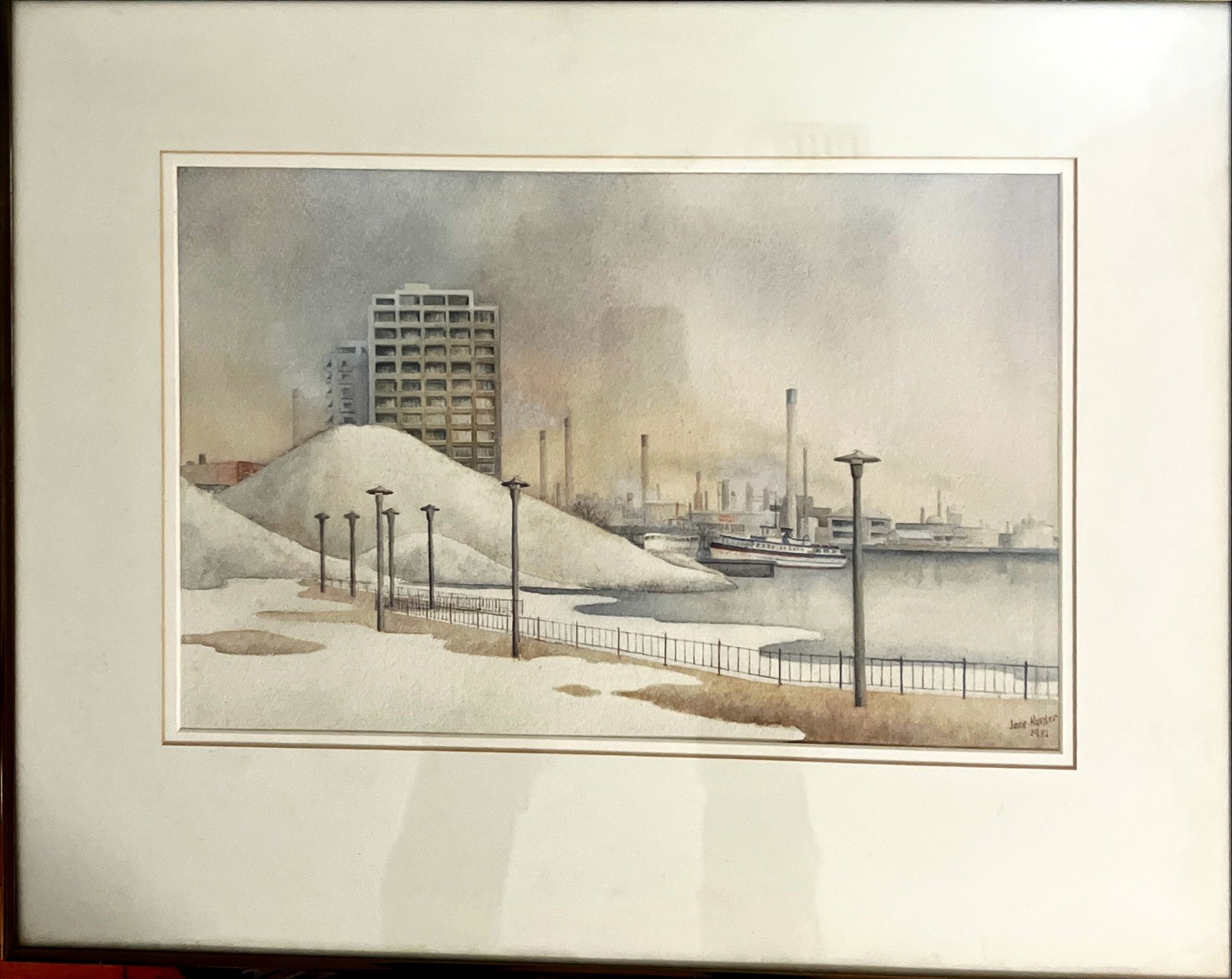 Watercolour painting, Cityscape Jane Hunter, Front view