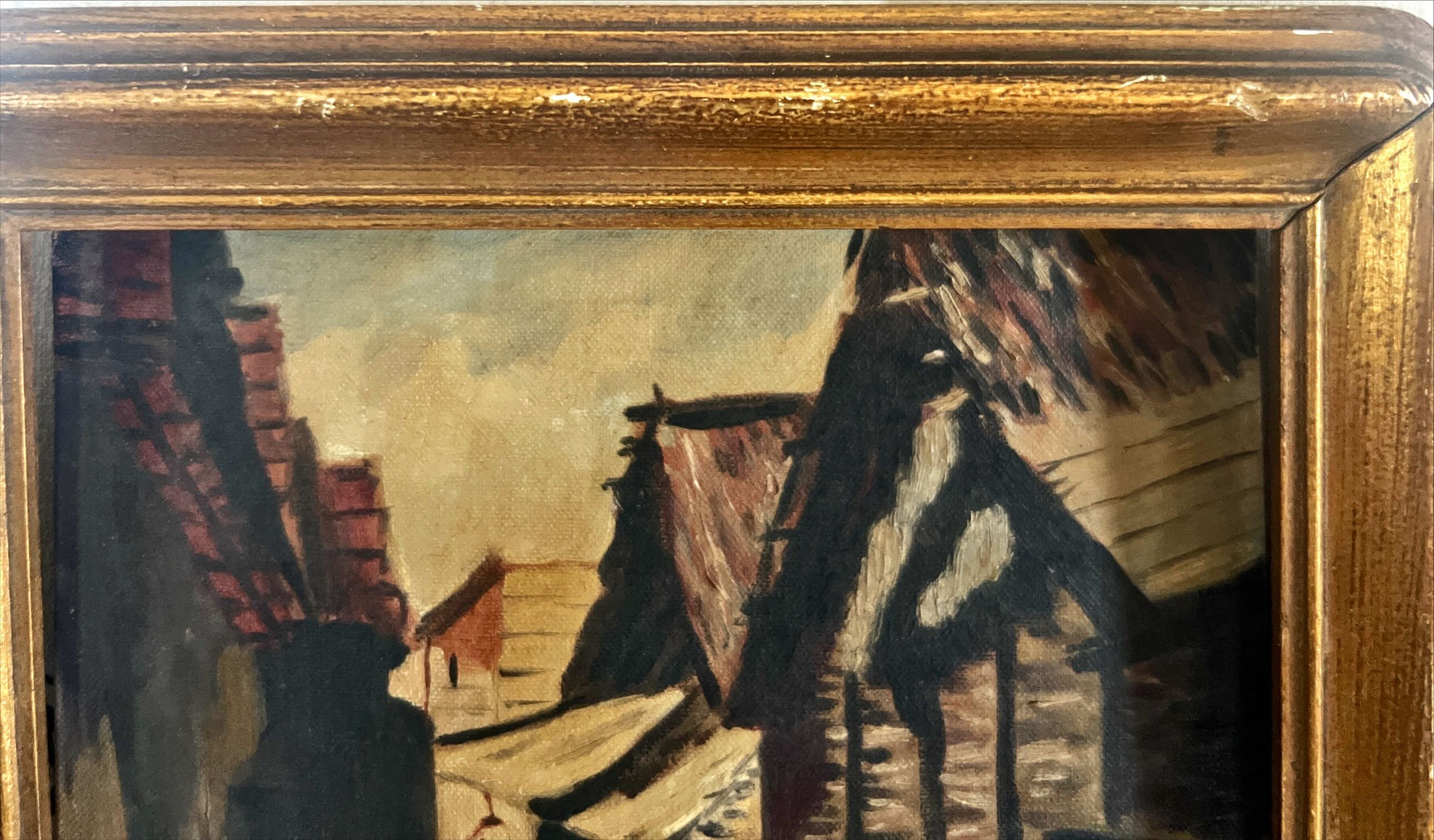 Mixed Media painting, Genre scene Unknown Artist, Damage view