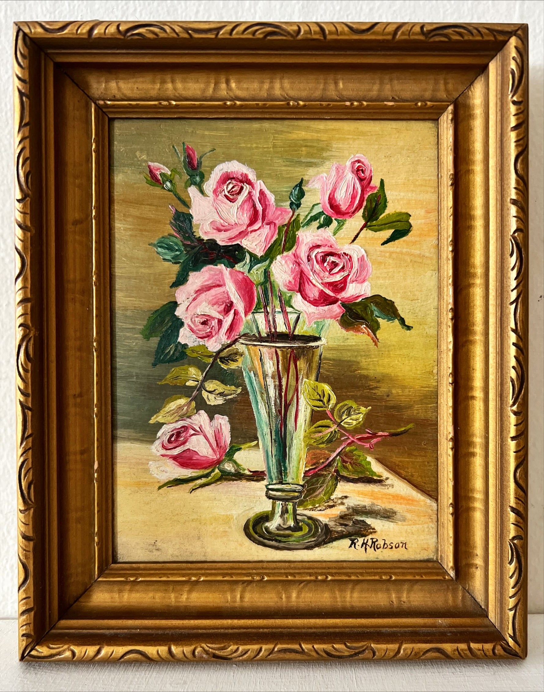 Oil painting, Floral R. H. Robson, Front view