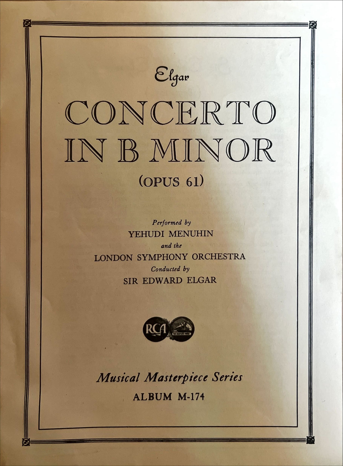 Vinyl record, Classical Elgar, Info view