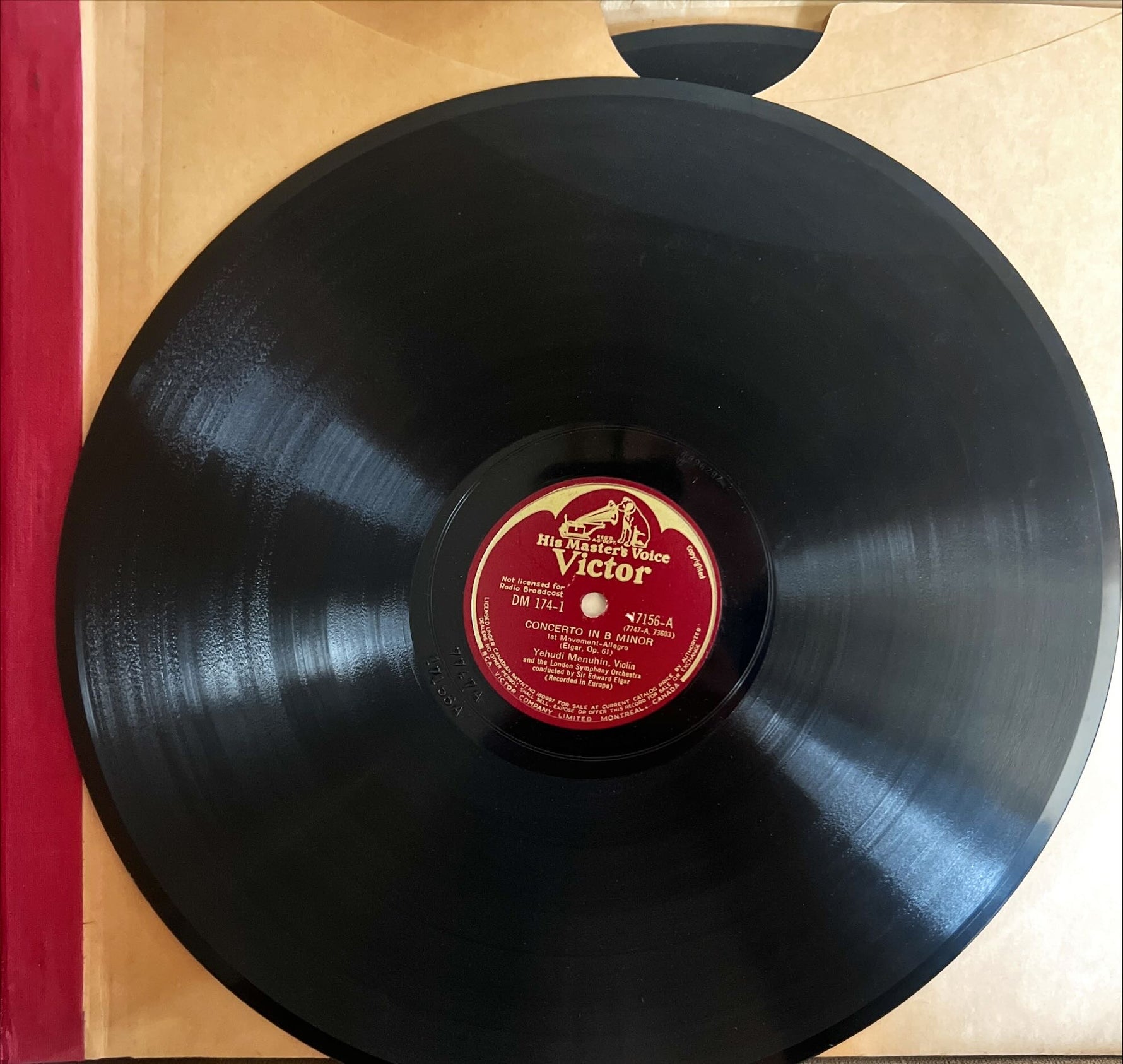 Vinyl record, Classical Elgar, Side view