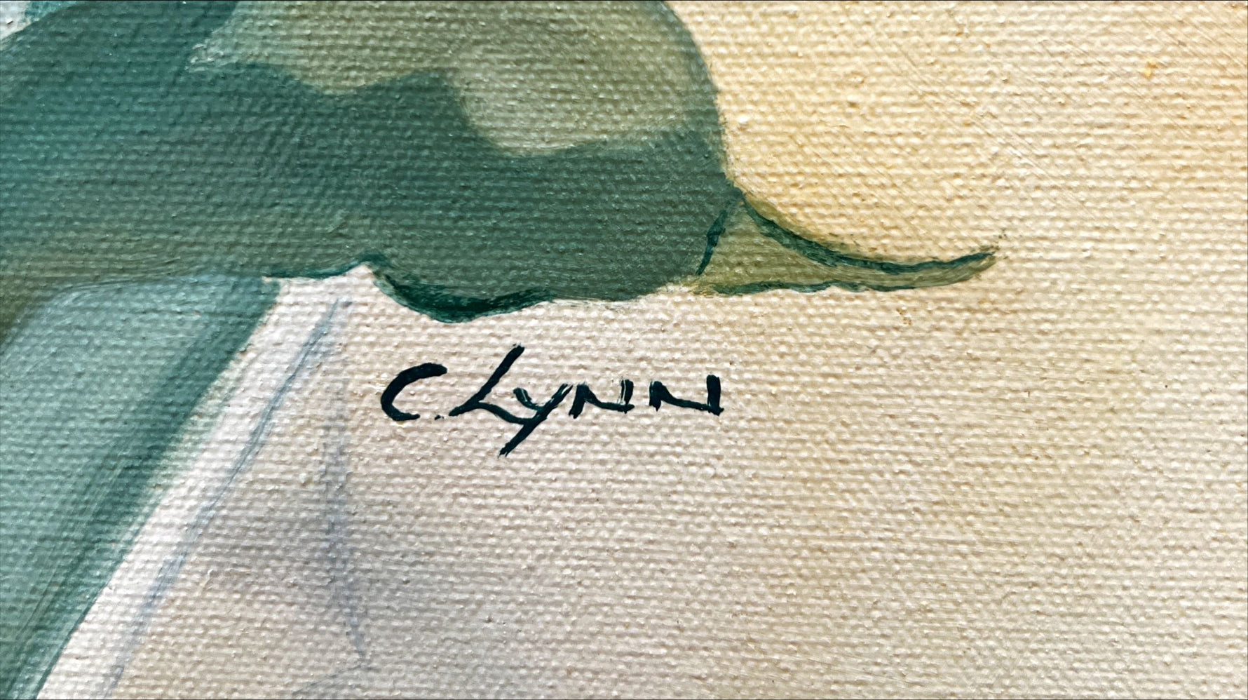 Mixed Media painting, Floral C. Lynn, Signature view