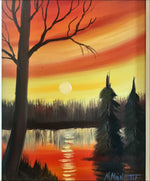 Mixed Media painting, Landscape M. Monette, Art view