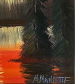 Mixed Media painting, Landscape M. Monette, Signature view