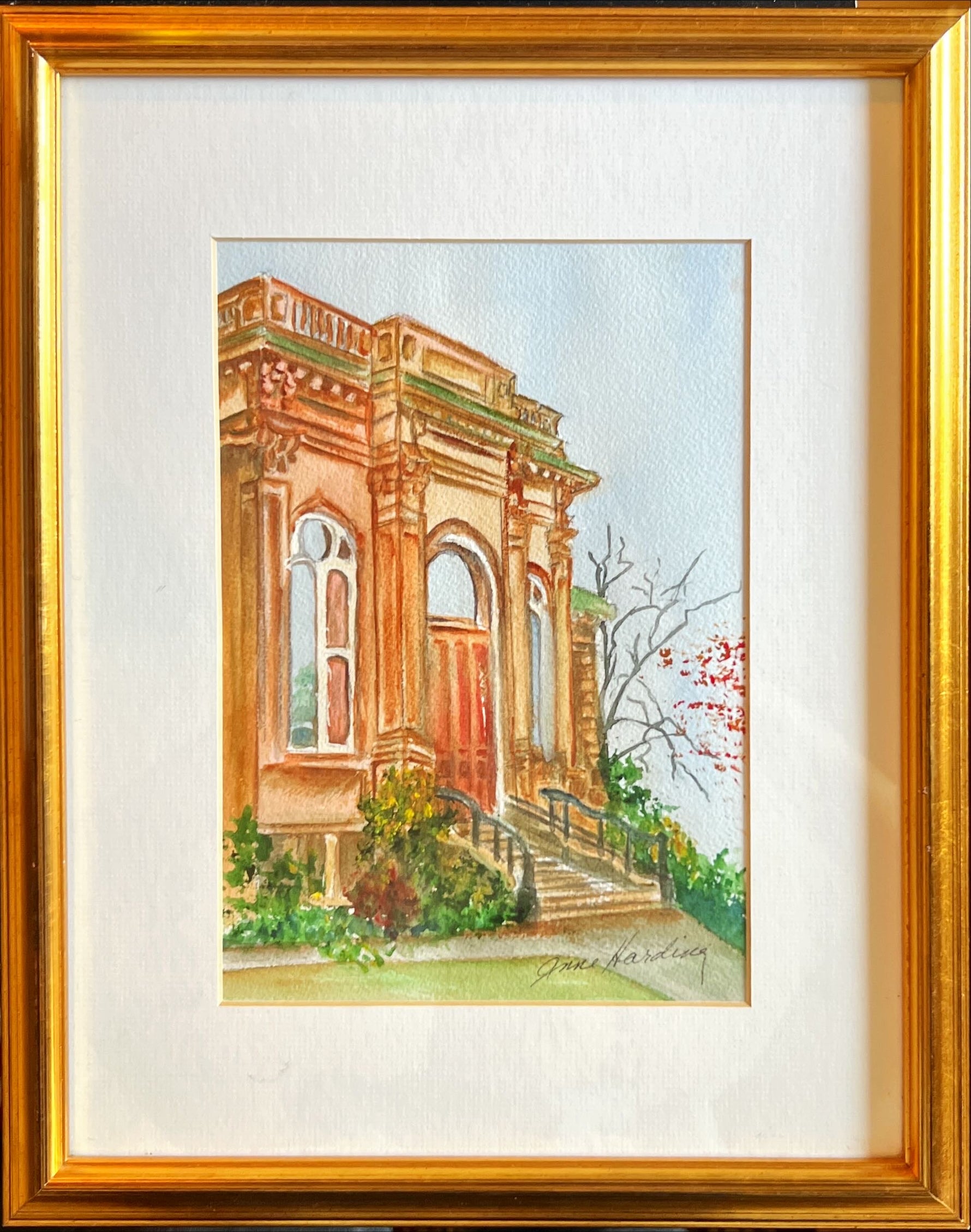 Watercolour painting, Architecture Anne Harding, Front view
