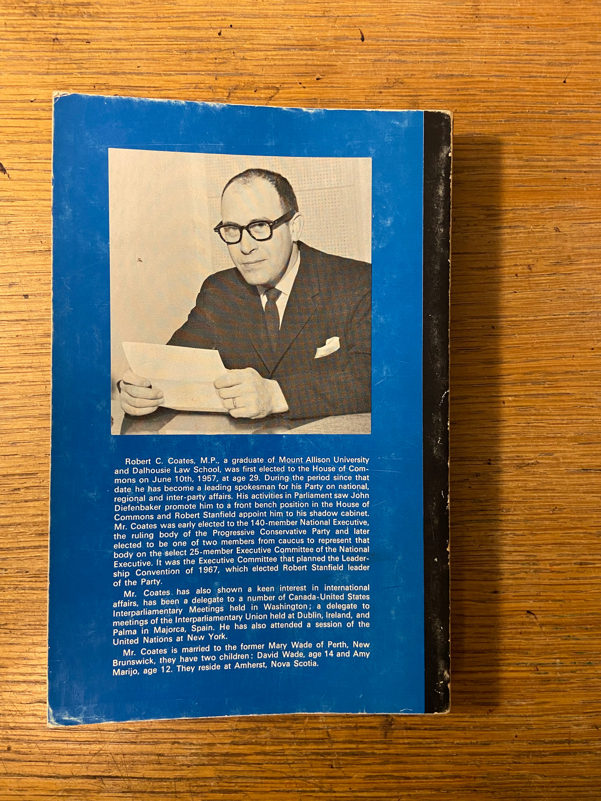 Book, Politics, Canada, Robert C. Coates, The Night of the Knives, Back view