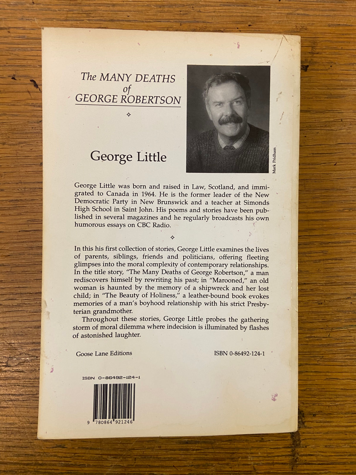 Book, Fiction, George Little, The Many Deaths of George Robertson, Back view