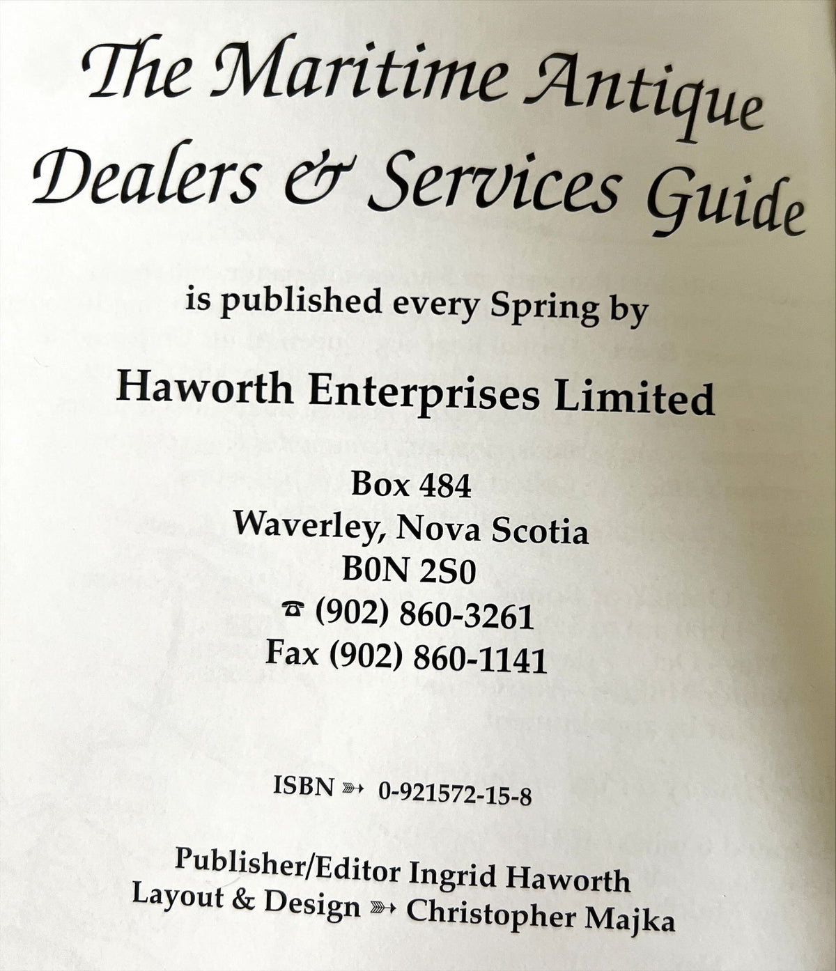 Booklet, Collectibles, Reference, Ed. Ingrid Haworth, The Maritime Antique Dealers & Services Guide, 16th edition, Inside view