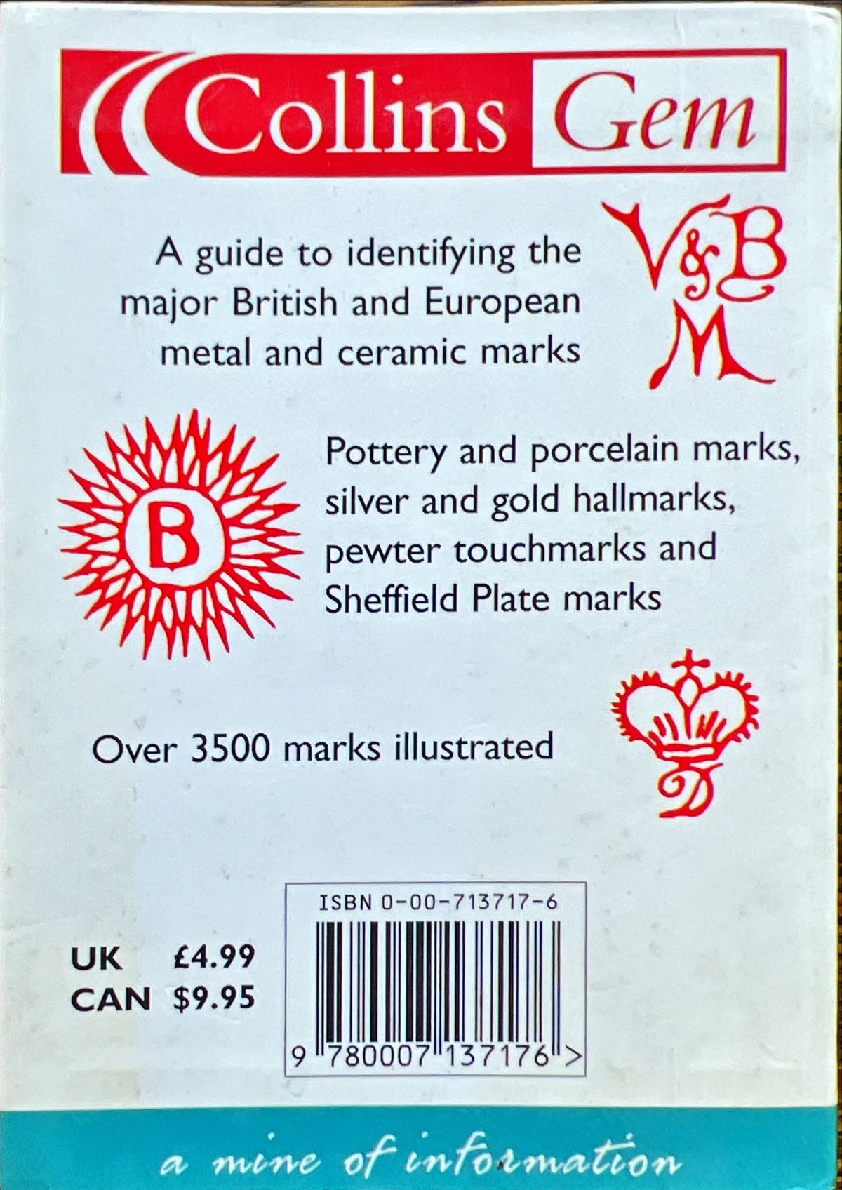 Book, Antique, Collectibles, Anna Selby and The Diagram Group, Collins Gem Antique Marks: A Mine if Information, Back view