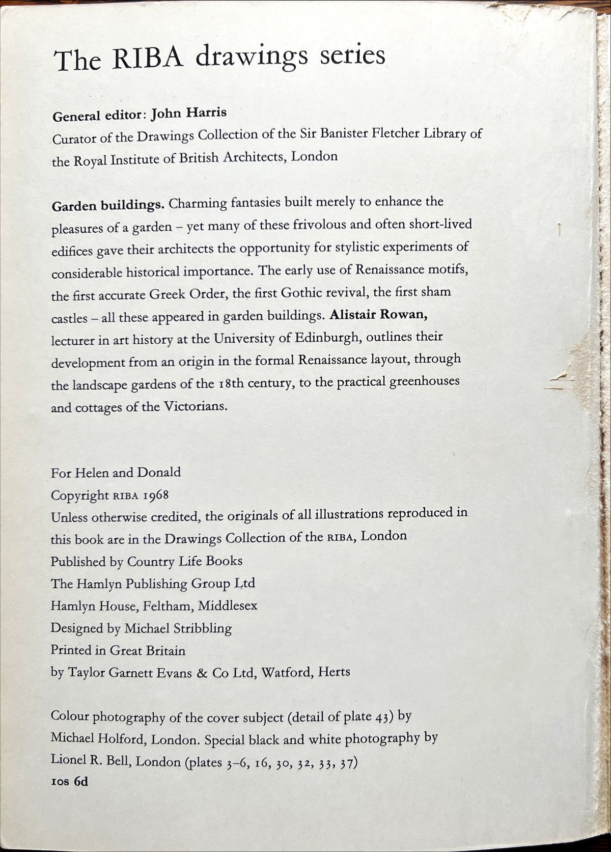 Book, Architecture, Alister Rowan, Garden Buildings, Inside view