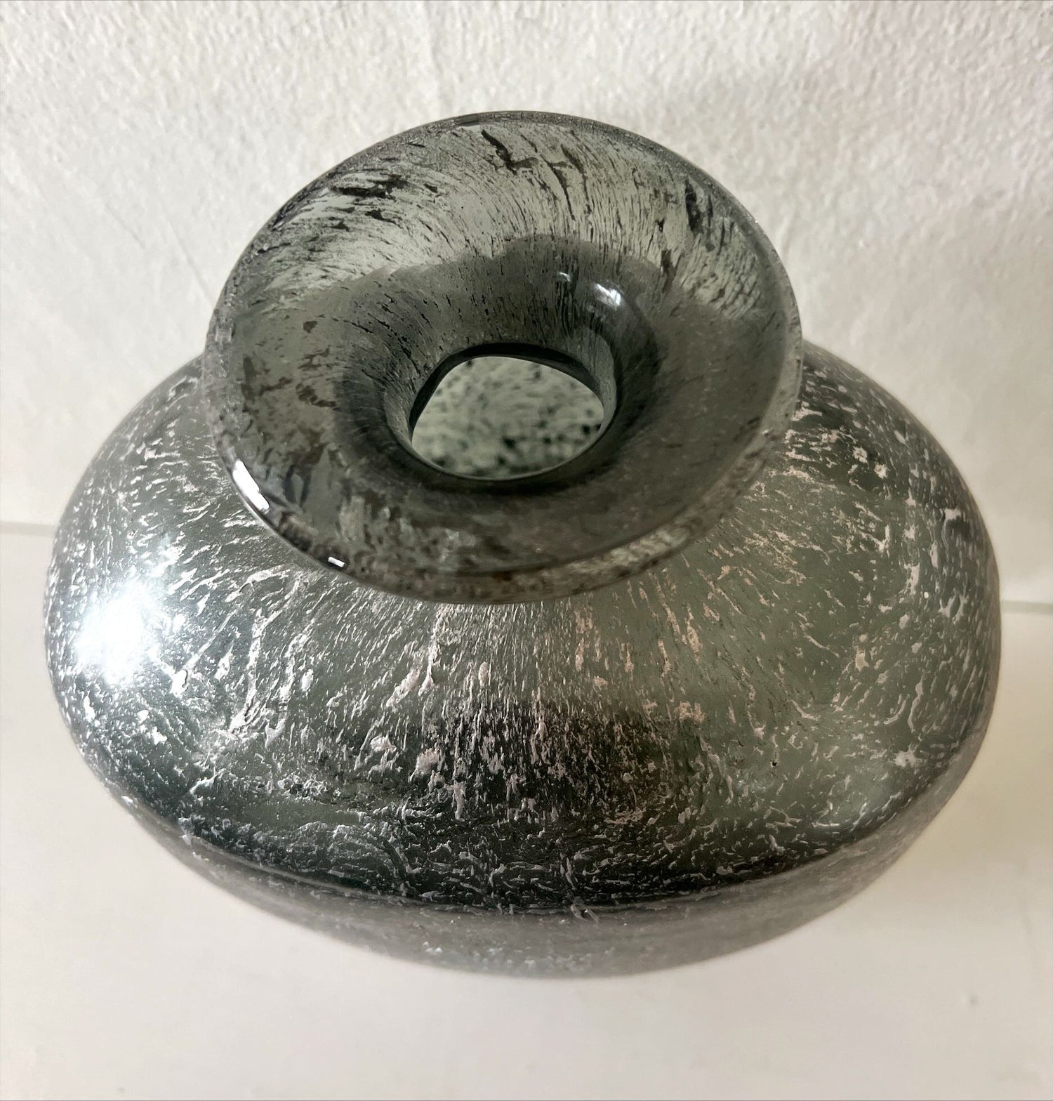 Home, Vase, Ceramic, Clear glass vase with silver flecks, Front view