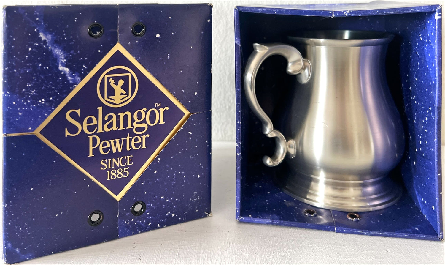 Home, Kitchenware, Selangor Pewter Stein Since 1885 in box, Selangor, Front view