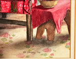 Watercolour painting, Interior Pat Strang, Signature view