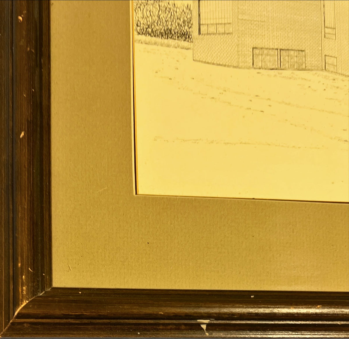 Ink painting, Architecture Catherine Karnes Munn, Damage view