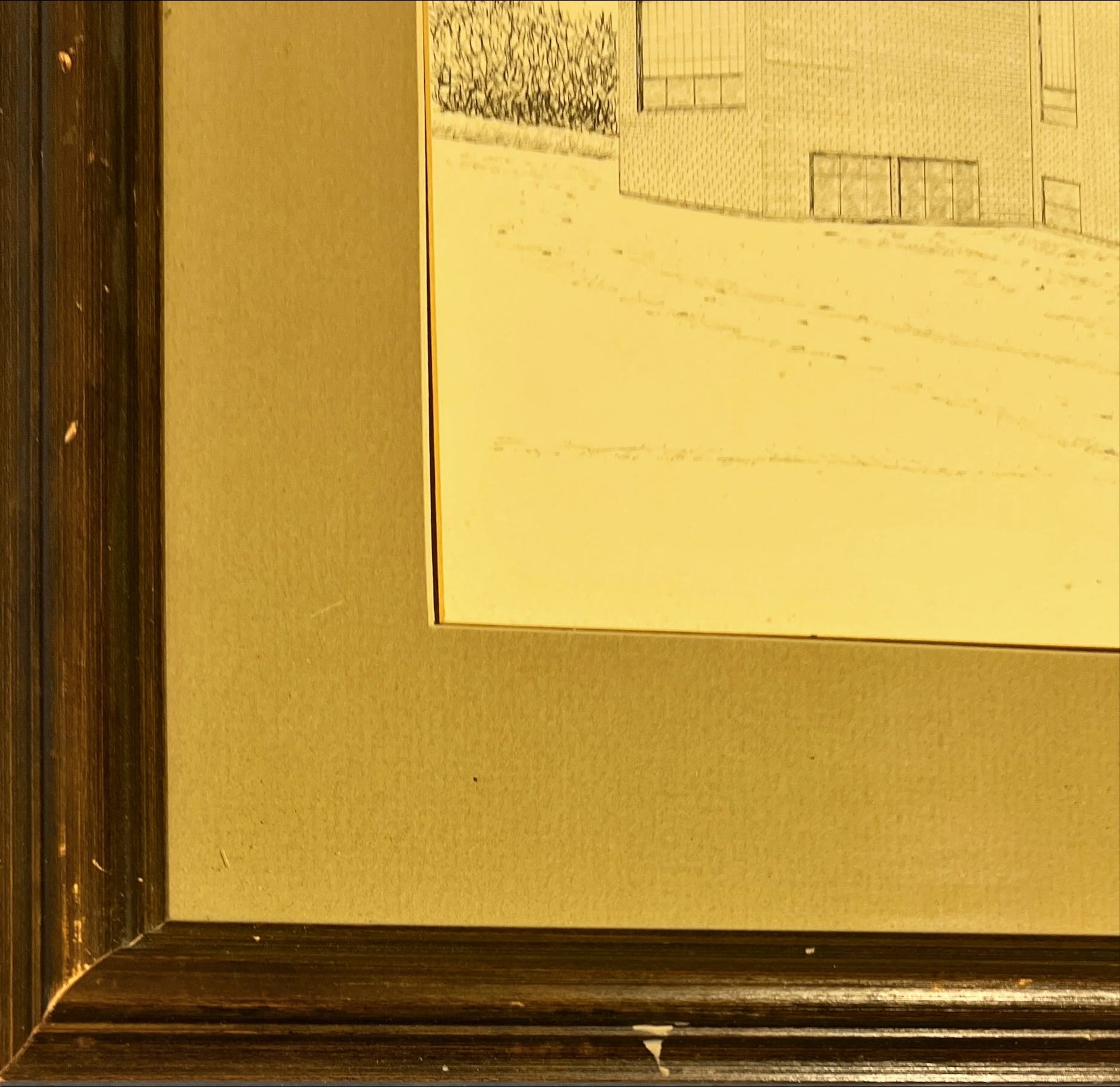 Ink painting, Architecture Catherine Karnes Munn, Damage view