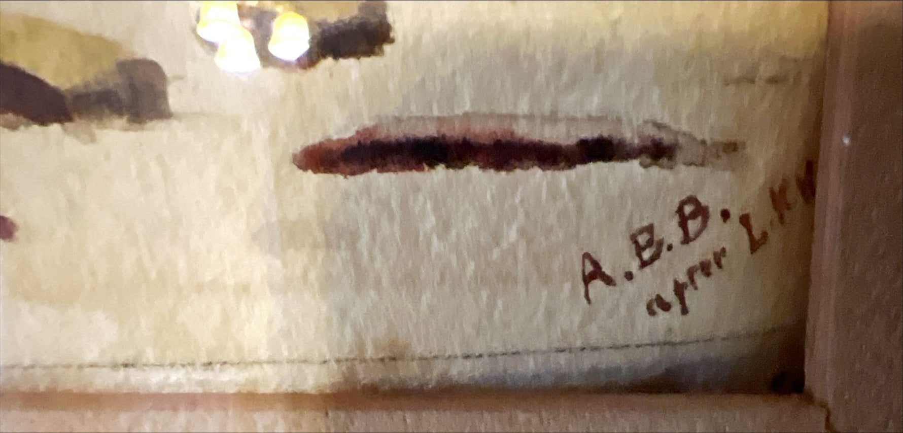Watercolour painting, Landscape A.B.B., Signature view
