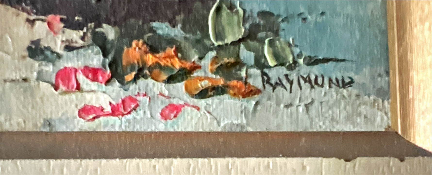 Mixed Media painting, Floral Raymund, Signature view