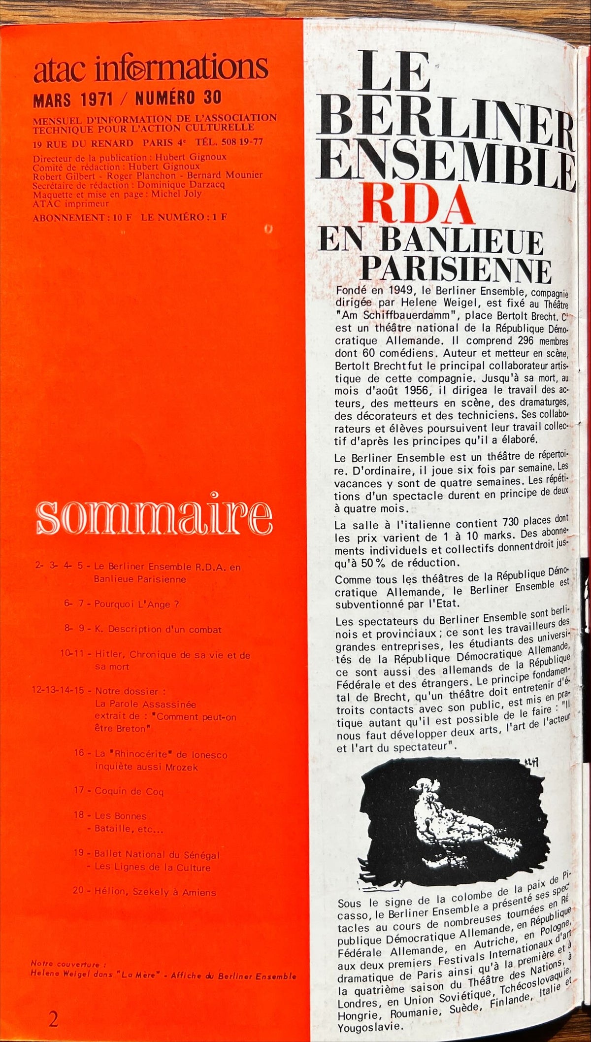 Magazine, Arts, L’Association Technique Pour L’Action Culturelle, atac Informations, mars 1971,  numero: 30, Inside view