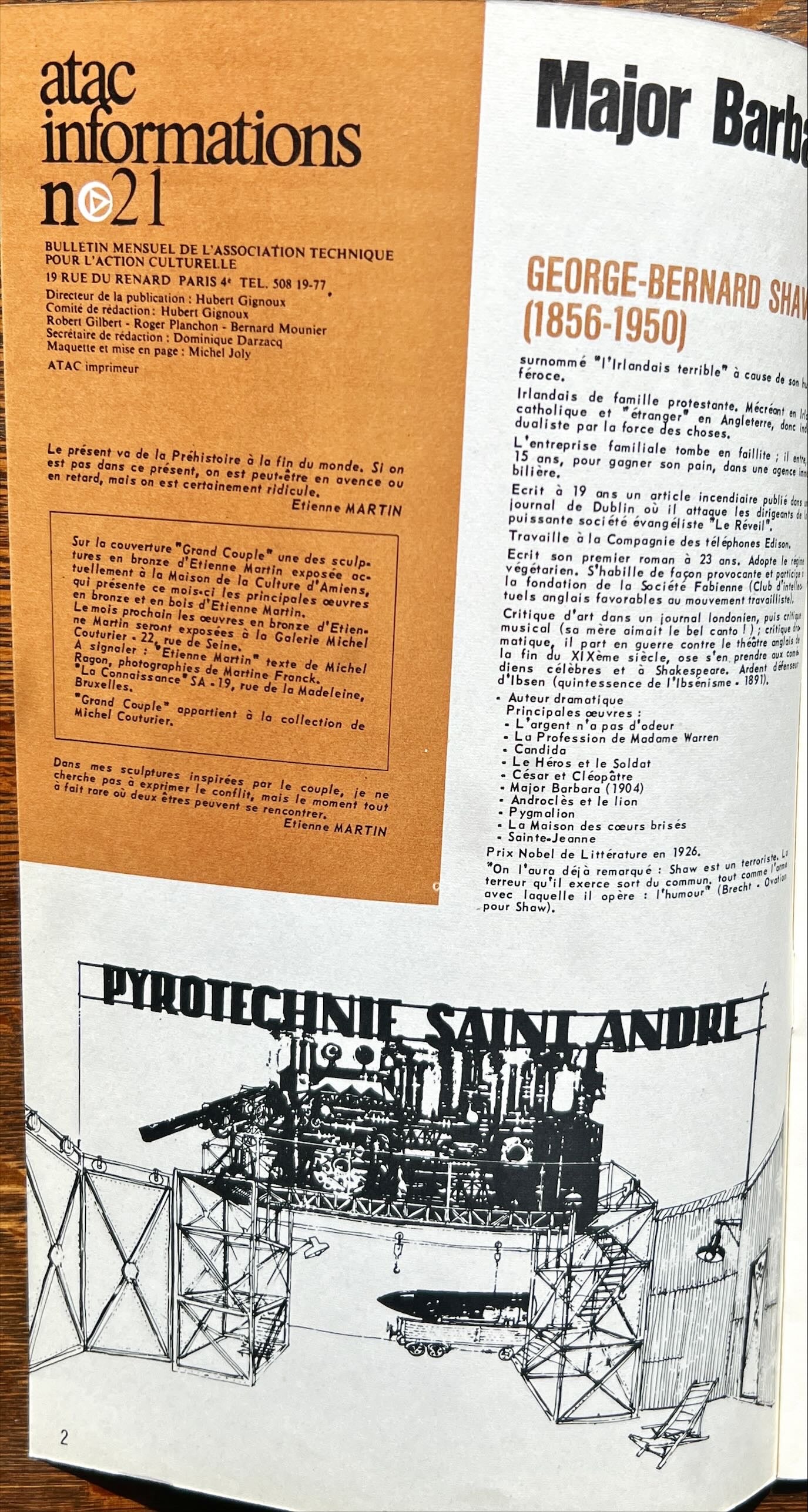 Magazine, Arts, L’Association Technique Pour L’Action Culturelle, atac Informations, mars 1970,  numero: 21, Inside view