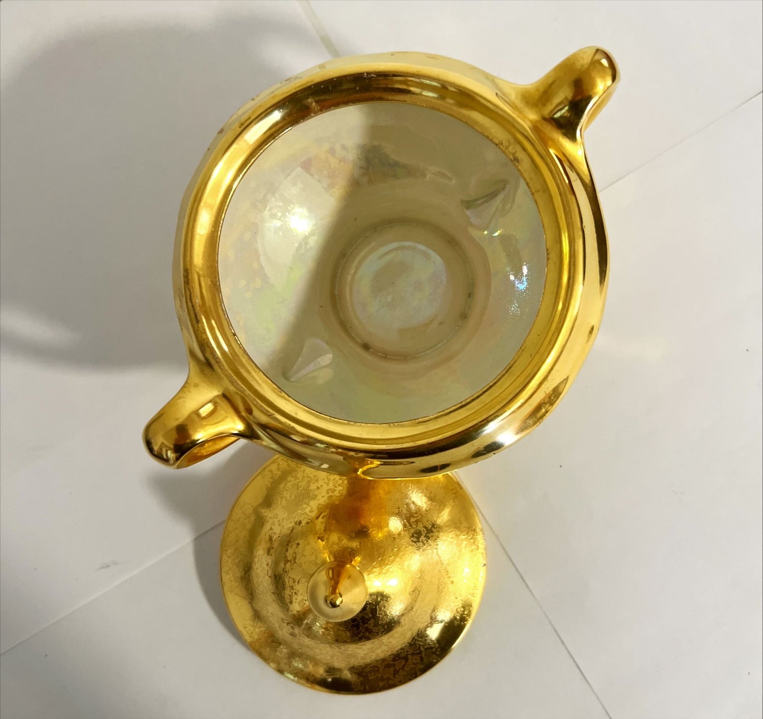 Home, Kitchenware, Vintage Gold Lustre Sugar Bowl, Front view