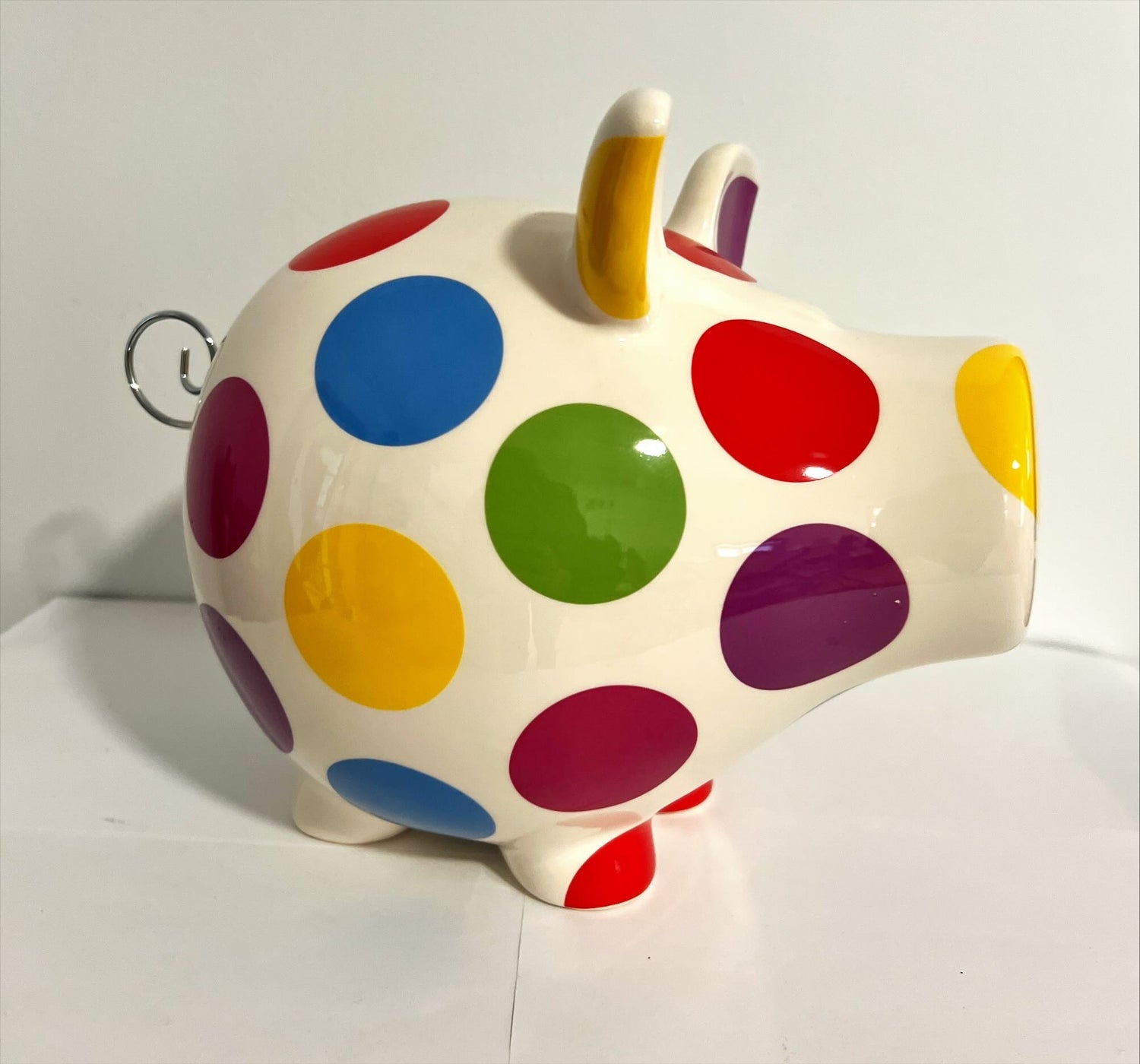 Home, Figurine, Coin bank, Modern Polka Dot Pig Coin Safe, Front view