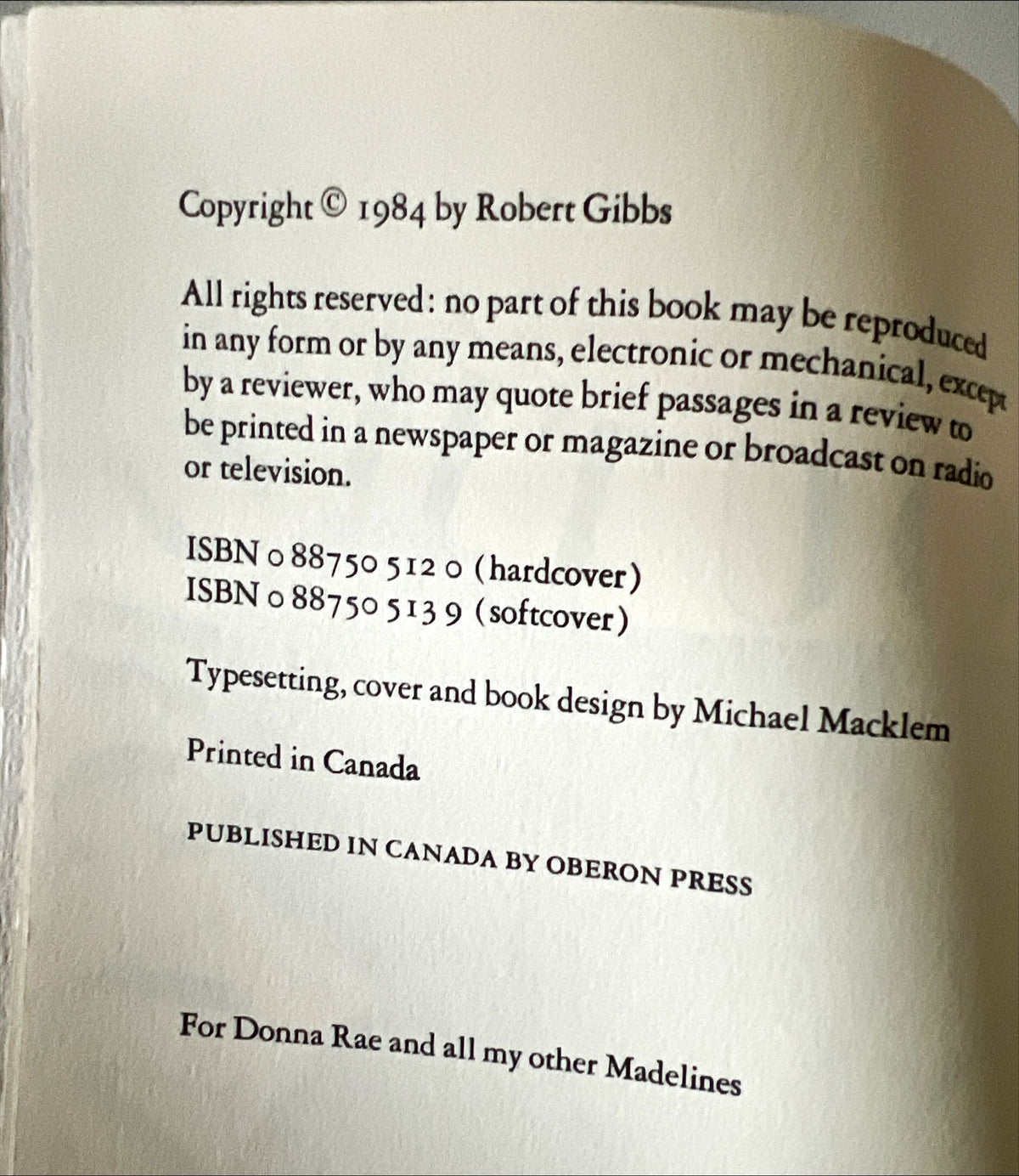 Book, Fiction, Robert Gibbs, A Mouth Organ for Angels, Inside view