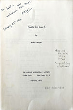 Book, Play, Literature, Arthur Motyer, Poets for Lunch, Signature view