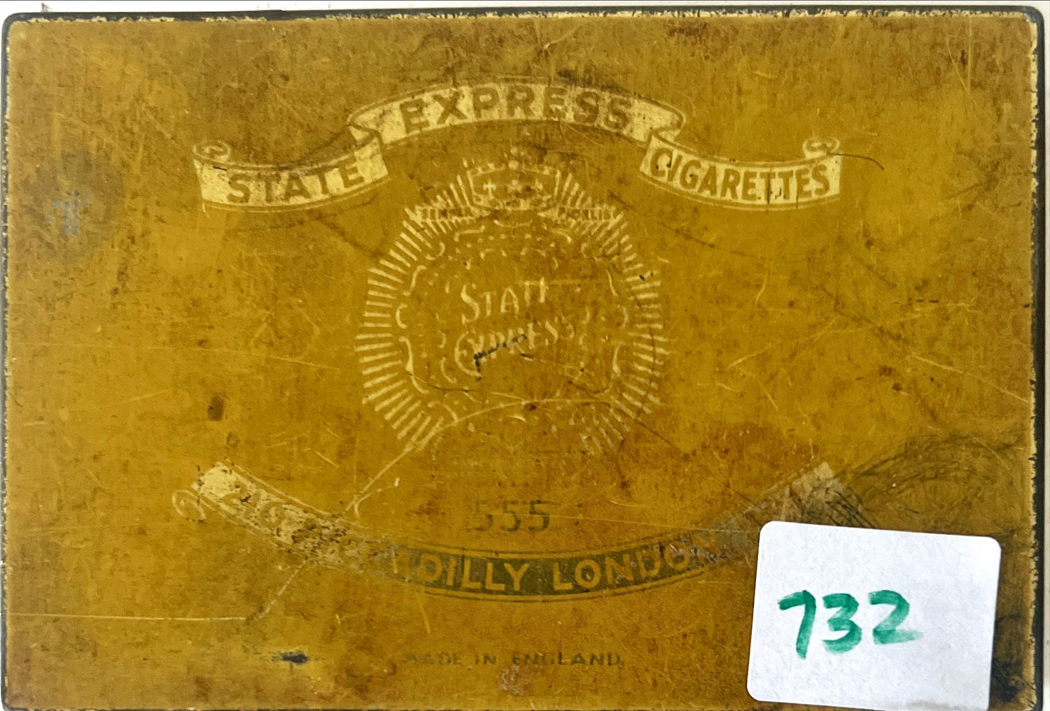 Home, Wooden Box, Storage, Artifact, State Express Cigarettes Tin, Front view